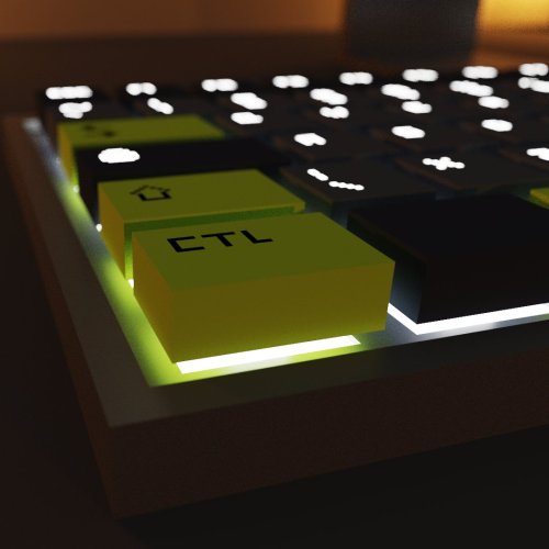 Render de un teclado hecho con voxel art